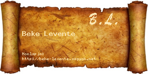 Beke Levente névjegykártya